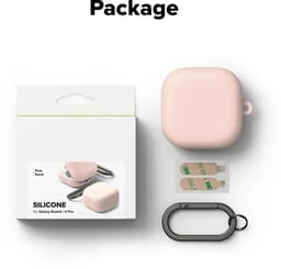 Ringke Silicone Hoesje Geschikt voor Samsung Galaxy Buds 4 / 4 Pro - Siliconen Cover - Karabijnhaak - Case Roze — thumbnail 2