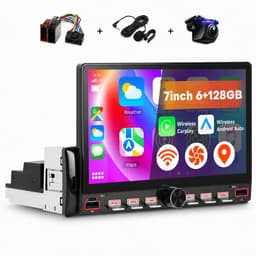 Boscer 1 Din Autoradio met Scherm - Draadloos Apple CarPlay & Android Auto - 7 Inch HD Touchscreen - Android 15 - 6+128GB - GPS Navigatie, WiFi & Bluetooth - Achteruitrijcamera & Microfoon — thumbnail 1