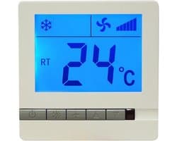 LCD Thermostaat - Klimaatregelaar - Temperatuur Beheer - Met Afstandsbediening - 86x86mm - Wit