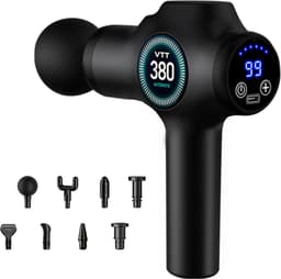 Massagepistool - Spierontspanner - Spierpijn Verlichten - 99 Snelheden 9 Koppen - 20.5 cm - Zwart — thumbnail 1