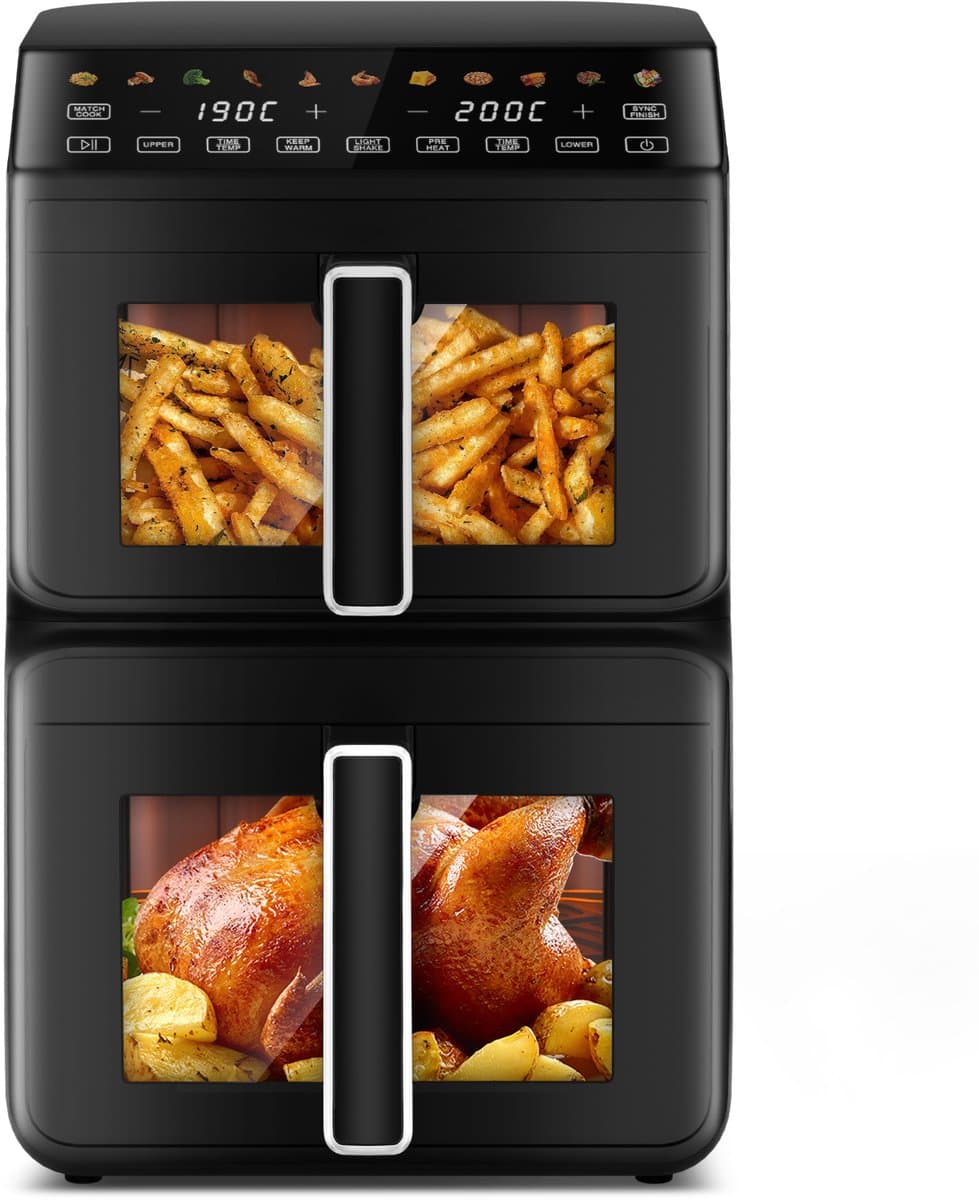 Fukstern Airfryer XXL - 11L - 11 programma's - Airfryer oven met kijkvenster - 360° Heteluchtcirculatiesysteem - 80-200 °C - Tot 10 personen - Zwart - 3000W — afbeelding 1