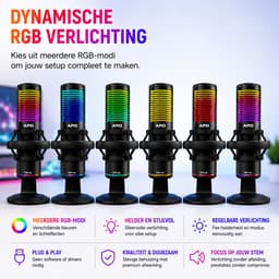 APO Electronics®- APO-1 - Professionele Gaming Microfoon / USB / RGB - Cardioïde Richting / Geschikt voor PS5 PS4 PC XBOX MAC - Voor Podcasts - Streaming - Opnames - Metalen Frame - Zwart — thumbnail 3