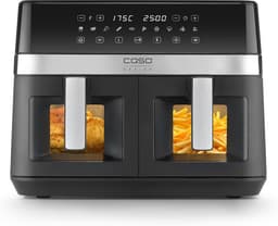 Heteluchtfriteuse Dubbel - Airfryer XL - Gezond Koken - Twee Kamers - 14 Liter - Zwart — thumbnail 1