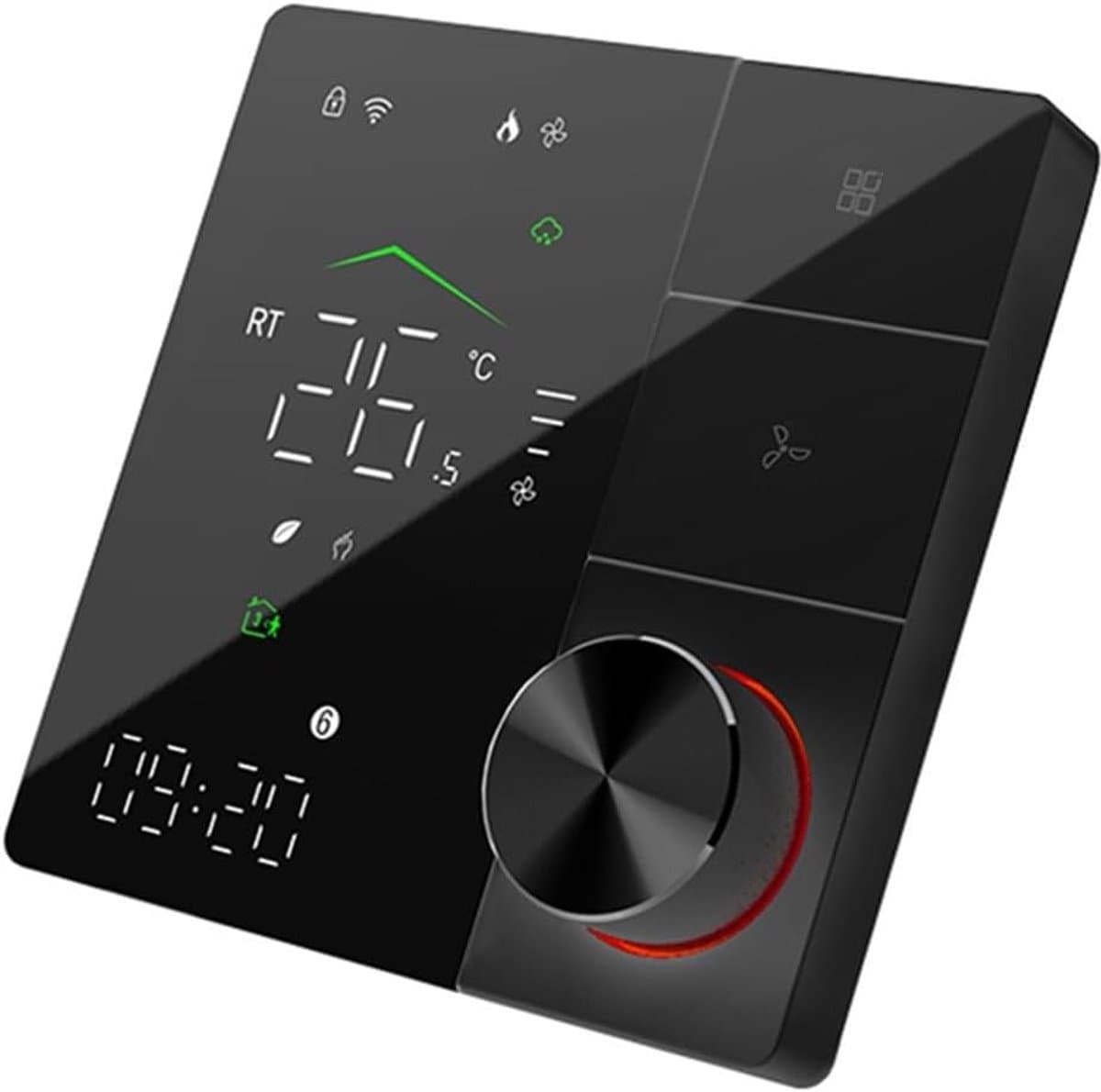 Slimme thermostaat - Programmeerbaar apparaat - Energie besparen - Precieze temperatuurregeling - 124 mm dun - Zwart — afbeelding 1