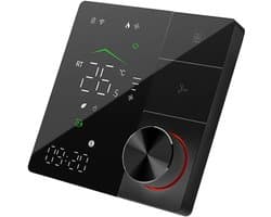 Slimme thermostaat - Programmeerbaar apparaat - Energie besparen - Precieze temperatuurregeling - 124 mm dun - Zwart