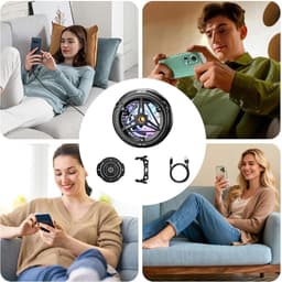 Mobiele telefoon koeler - oplaadbare ventilator - telefoon koeling met temperatuur display en licht, voor laptops tablet thuis vlogging outdoor live streaming spel mobiel — thumbnail 4