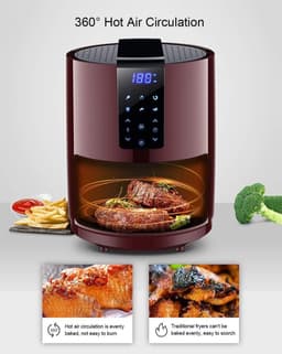 Heteluchtfriteuse - Airfryer Vetarm - Gezond Koken - Met Roerfunctie - 35 liter - Groen — thumbnail 2