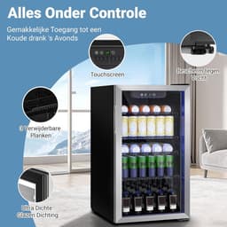 Drankkoeler - Mini koelkast - Dranken Koelen - Stille werking - 80L Capaciteit - Zilver — thumbnail 3