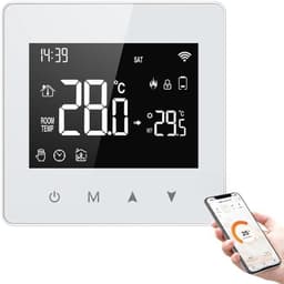 Slimme Thermostaat - Temperatuurregelaar Ketel - Comfort Thuis - App Afstandsbediening - Compact Formaat - Wit — thumbnail 1