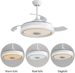 Plafondventilator, Plafondlamp, Plafond ventilator met verlichting, Plafonniere woonkamer, 3 ABS-bladen, afstandsbediening, omkeerbare DC-motor - 32W LED-verlichting — thumbnail 5