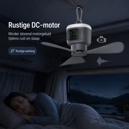 Lapamax Oplaadbare Hangventilator met Lamp - 12.000 mAh - 4 Snelheden - Afstandsbediening en Timer - Campingventilator voor Tent en Camper - Grijs - Ø 45 cm — thumbnail 4
