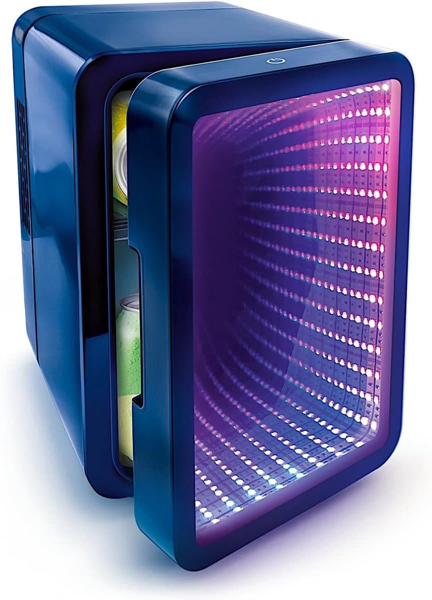 Mini Koelkast 4L met Infinity Mirror LED – USB Mini Koelbox – 12 LED Lichtmodi – 6 Blikjes – Voor Gaming Setup, Slaapkamer, Kantoor & Auto — afbeelding 1