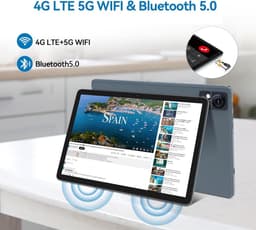 SnelShoppen - Android Tablet 10.1 Inch met 12GB RAM, 512GB ROM, 1280x800 IPS HD Touch Screen, 8000mAh Batterij, Bluetooth en Triple Camera - Ideaal vo — thumbnail 4