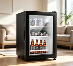 36 liter drankkoeler zwart vrijstaande minikoelkast biedt ruimte aan 50 blikjes drank koelt op ultralage temperatuur geschikt voor thuis en op kantoor voor het bewaren van bier cocktails frisdranken en sappen 36*40*53 cm — thumbnail 1