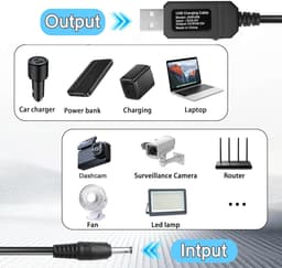 SnelShoppen - USB 5V naar 9V/12V DC Step-up Kabel met Schakelaar, USB-A naar DC 3.5x1.35mm Spanning Verhoger voor Camera, Router, Dashcam - 1M/3.28Ft — thumbnail 4