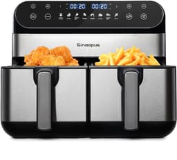 Airfryer XXL - Dual Zone Heteluchtfriteuse - Airfryer Dubbele Lade - 10L Capaciteit - LED Touchscreen - 8 Kookprogramma's - Voor Gezinnen - 40,5 cm - Zwart — thumbnail 1