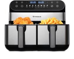 Airfryer XXL - Dual Zone Heteluchtfriteuse - Airfryer Dubbele Lade - 10L Capaciteit - LED Touchscreen - 8 Kookprogramma's - Voor Gezinnen - 40,5 cm - Zwart