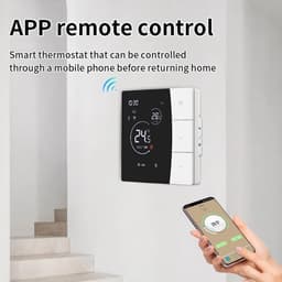 Slimme Thermostaat - Verwarming Controller - Energie Besparen - Spraakbesturing Compatibel - 86x86x41 mm - Grijs — thumbnail 5