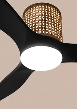 CREATE - Plafondventilator stil 40W (Ø132cm) - Sfeer- en hoofdverlichting LED - Afstandsbediening - 6 snelheden - Programmeerbaar - WIND CALM CUSTOM RATTAN — thumbnail 3