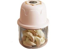 Elektrische Knoflook Hakker - Keukenmachine Mini - Snel Ingrediënten Snijden - Waterdicht Ontwerp - 350 ml - Roze