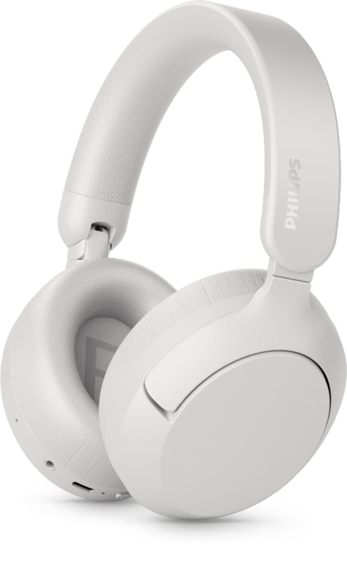 PHILIPS TAH6000WT over-ear draadloze hoofdtelefoon met adaptieve ruisonderdrukking, 80 uur afspeeltijd, Dynamic Bass, 40 mm drivers, Bluetooth 6.0, multipoint, gesprekken met 5-microfoons, wit — afbeelding 1