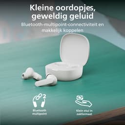 PHILIPS TAT2100WT/00 True Wireless Oordopjes - Bluetooth 6.0 - 36 Uur Batterijduur - 4 Microfoons - SecureFit Pasvorm - IPX4 Spatwaterbestendig - Multipoint - Snelladen - Wit — thumbnail 4