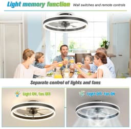 House Of Atelier - Plafondventilator met verlichting - Ventilatorlamp - Kroonluchter Ventilator - 6 Standen - Dimbaar - 50 cm - Zwart — thumbnail 3