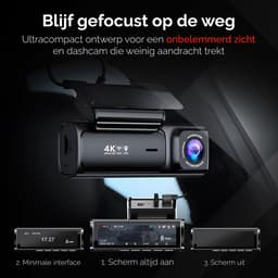 Camsy K803 Dual Dashcam voor auto - 4K & 1080p - Voor en achter Camera - WiFi en Gps - 3,59 inch LCD met App - Sony Sensor - Nachtzicht - Parkeerbewaking - G Sensor - Loop opname — thumbnail 4