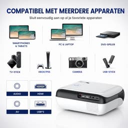 Mini Beamer Full HD 1080P - Draagbare Projector met Wifi en Bluetooth — thumbnail 5