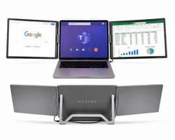 Portable Monitor - Draagbare Monitor 2x 16 Inch - 1920x1200P - One Cable Solution - Tri Screen Laptop scherm Uitbreider - Extra scherm Laptop - Plug and Play - Nuvara