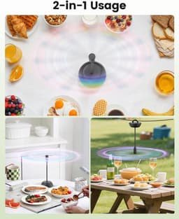 Tafel Ventilator - Vliegen Wering - Buiten Eten - Flexibele Zwanenhals - 4 Stuks - Zwart — thumbnail 5