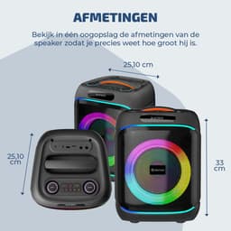 Denver Bluetooth Speaker - Partybox - Discolichten - Incl. Draadloze Microfoon & Afstandsbediening - 6.5" woofer - Luidspreker - BPS170 - Zwart — thumbnail 2