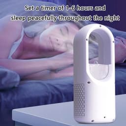 Draagbare bureauventilator met 6 instelbare ventilatorsnelheden en een timerfunctie van 6 uur. Geschikt voor studentenkamers, studeerkamers en bureaus. Stille werking en zachte nevel. Ideaal voor thuisgebruik. - Groen en milieuvriendelijk. — thumbnail 2