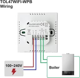 Slimme Thermostaat - Kamerthermostaat Verwarming - Energie Besparen - Wifi & Spraakbesturing - 3A 240V - Wit — thumbnail 3