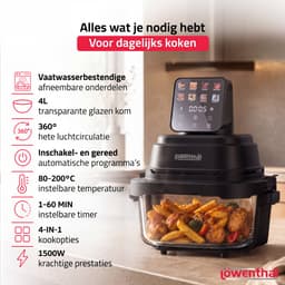 Airfryer Glazen Oven Digitaal - Airfryen, Bakken, Grillen en Roosteren - 8 Programma's - 4 Liter - 80–200 °C - Löwenthal — thumbnail 4