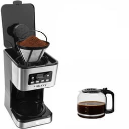 Koffiemachine Van 1,5 Liter Met Timer Isolatiefunctie Anti-Druppelsysteem En Transparant Venster - 950W Snelzetten 2 Uur Warmhouden Automatische Uitschakeling - Voor Thuis Kantoor En Studentenkamers - Zwart En Zilver — thumbnail 3