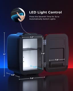 Mini Koelkast 4L met RGB Verlichting - 2-in-1 Koelen en Warmhouden - Stil - Voor Gaming, Kantoor en Auto - Zwart — thumbnail 5