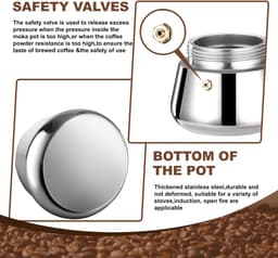 9 Cup Stovetop Espresso Maker Stainless Steel Moka Pot Espresso Maker Percolator Italian Coffee Maker Capable Mocha Coffee Machine Cafe Percolator Classic Maker for Home & Camping 450ml 15oz — thumbnail 4