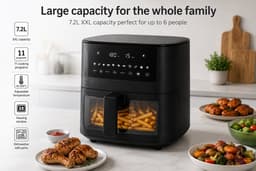 Air Fryer XXL 7.2L – 1850W – 11 Programma's – Kijkvenster – Zwart — thumbnail 1