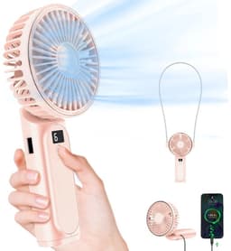 Draagbare handventilator, mini 180° opvouwbare ventilator, 6 snelheden, lcd-display, ultrastil, 4000 mAh, zakformaat, binnen/buiten te gebruiken, met draagkoord — thumbnail 1