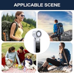 Draagbare ventilator voor op reis - draagbare nekventilator, handventilator, licht, stil, outdoor, meerdere snelheden, voor thuis, camping, , wandelen - wit — thumbnail 5