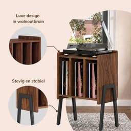 ACAZA LP Opbergsysteem - Platenrek - Platenkast - LP Houder - Vinyl Houder - MDF - Walnoot — thumbnail 5