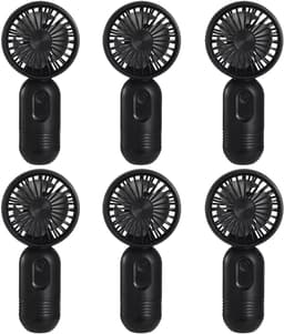 Mini draagbare ventilatoren (6 stuks), schattige, lichtgewicht handventilatoren op batterijen, 3 windsnelheden, USB-oplaadbaar, ventilatoren in de vorm van wimpers, unisex, geschikt voor kantoor, buiten, reizen en kamperen - Zwart — thumbnail 1