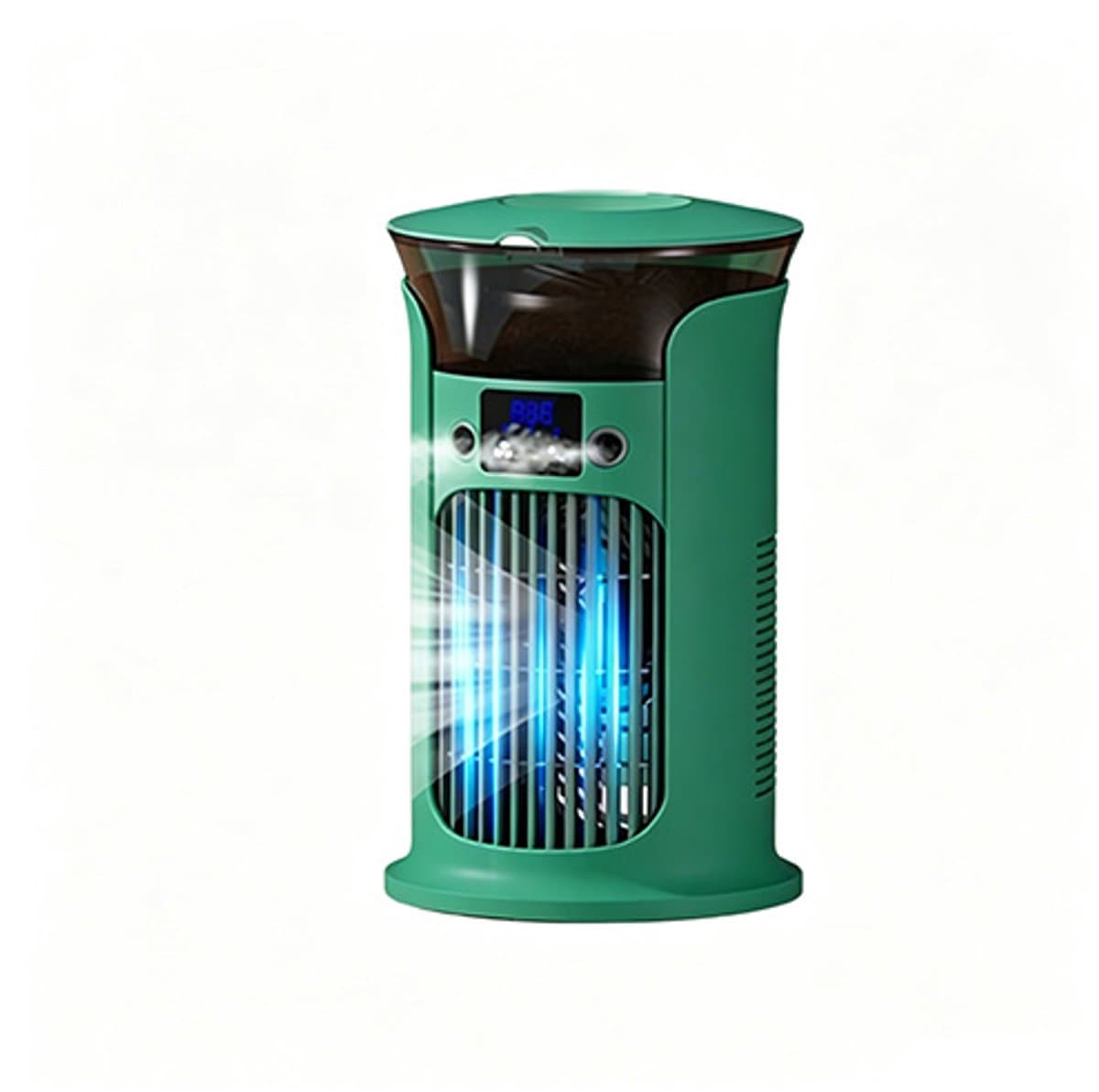 Mobiele airco Luchtkoeler - Luchtkoelerventilator - Verdampingskoeler-aircooler-luchtkoeler- Stille werking oscillatie - 3 snelheidsstanden - Watertank van 880 ml - Koelventilator voor slaapkamers, kantoren en woningen - 15,3 x 20,5 cm - Groen — afbeelding 1