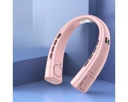 Draagbare nekventilator - USB oplaadbare persoonlijke ventilator - Draadloze koeling zonder bladen - Koelventilator - Digitaal display - Roze