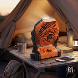 Best Active Mini Ventilator - Oplaadbare Tafelventilator - Stille Mini Fan met Ophanghaak - Handventilator - Klein, Stil & Geruisloos - 4 Snelheden & Verlichting - 7800 mAh & Powerbank functie - Zwart/Oranje — thumbnail 4