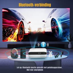 QIN® Draagbare beamer - Beamer - Projector - Mini Beamer - Zwart/Wit - 24cm x 10cm x 21cm — thumbnail 2