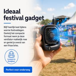 Draagbare Bureauventilator - Kleine USB-C Ventilator - Mini Tafel Ventilator 3 Standen - Lichtgewicht Mini Desk Fan - Compacte Kleine Oplaadbare Ventilator - voor Auto, Kantoor & Onderweg - Handventilator Oplaadbaar - Handwaaier - Zwart - Silvergear — thumbnail 4