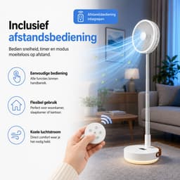 3-1 Pro Ventilator Staand - Tafelventilator - Vloerventilator USB-C - 8 Standen - Afstandsbediening - Draadloos en Geluidloos Fluisterstil - Fans - Staande Mini Ventilator - Kleine Statiefventilator - Aircooler - Mobiele Airco - Wit - Silvergear — thumbnail 4