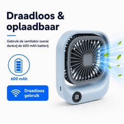 Kleine Draagbare Bureauventilator - Compacte USB-C Ventilator - Mini Tafel Ventilator 3 Standen - voor Auto, Kantoor & Onderweg - Lichtgewicht Mini Desk Fan - Kleine Oplaadbare Ventilator - Handventilator Oplaadbaar - Handwaaier - Blauw - Silvergear — thumbnail 5